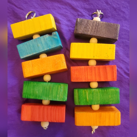 Other - 2 piece Large bird parrot wood block hanging macaw African grey cockatoo toy